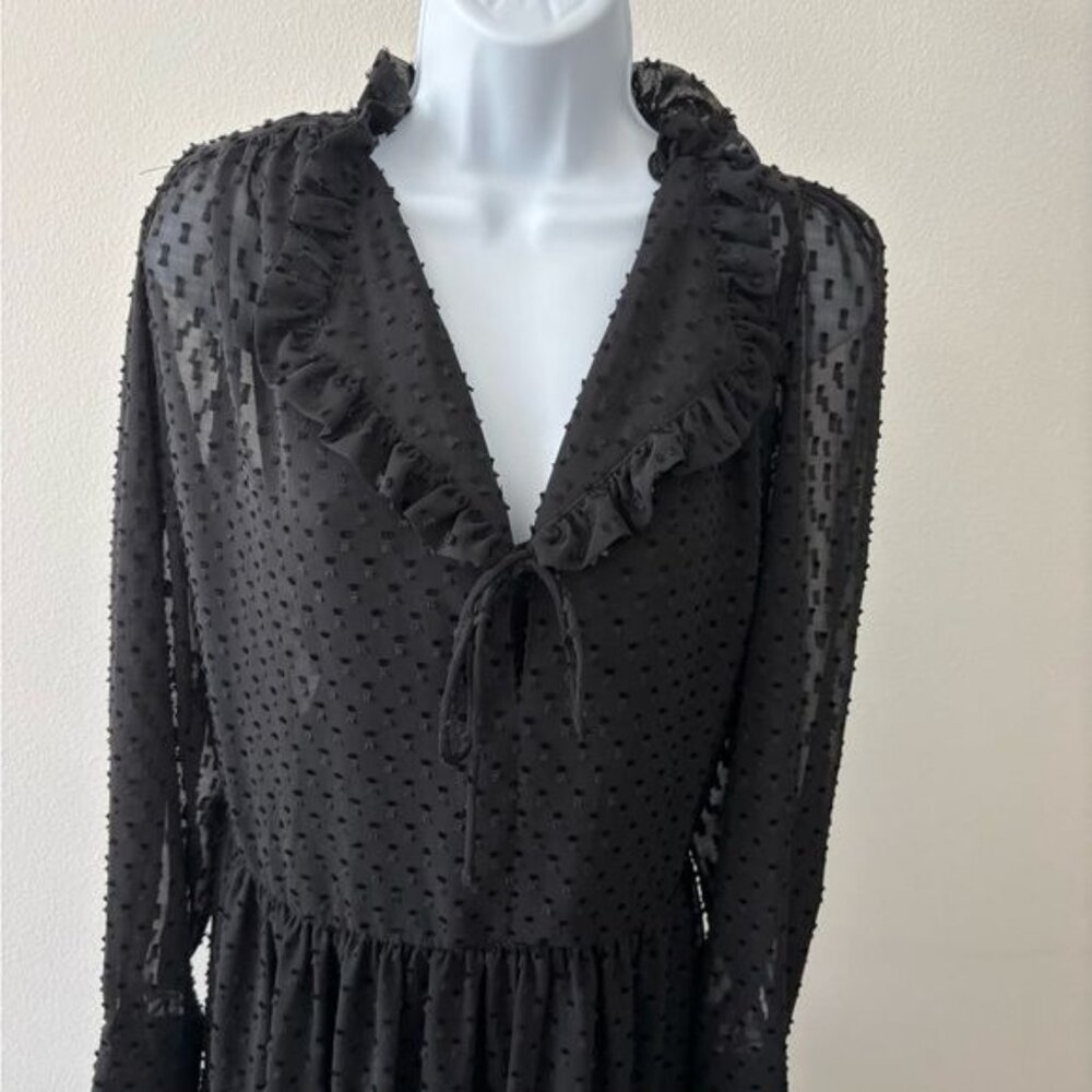H & M Tunic 10 Tiered Polka Dot Ruffle Sheer Whimsigoth Fairy Boho Chic Festival - Picture 12 of 12